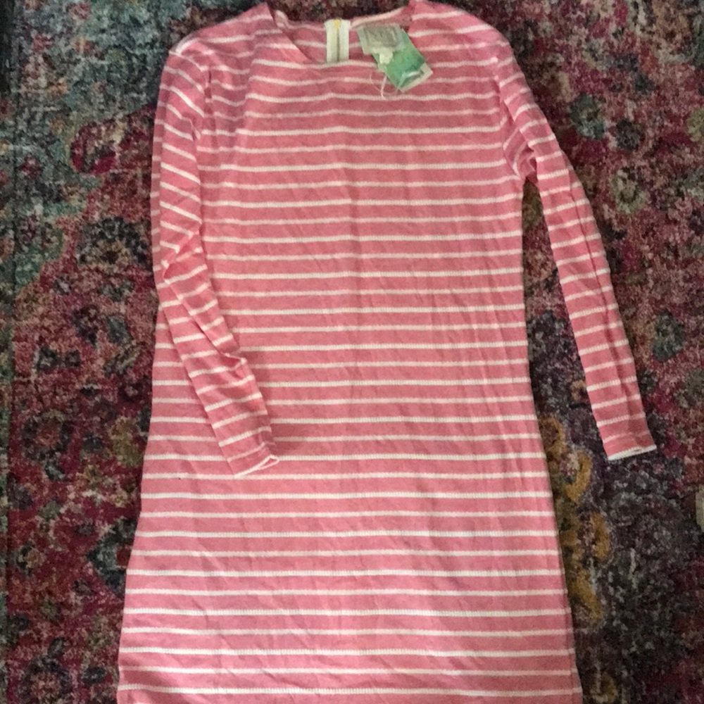 Sail to sable striped dress with zip back pink